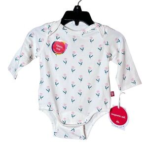 Magnetic Me NEW Cloud Stretch Organic Cotton Floral Bodysuit Cream Pink 0-3M
